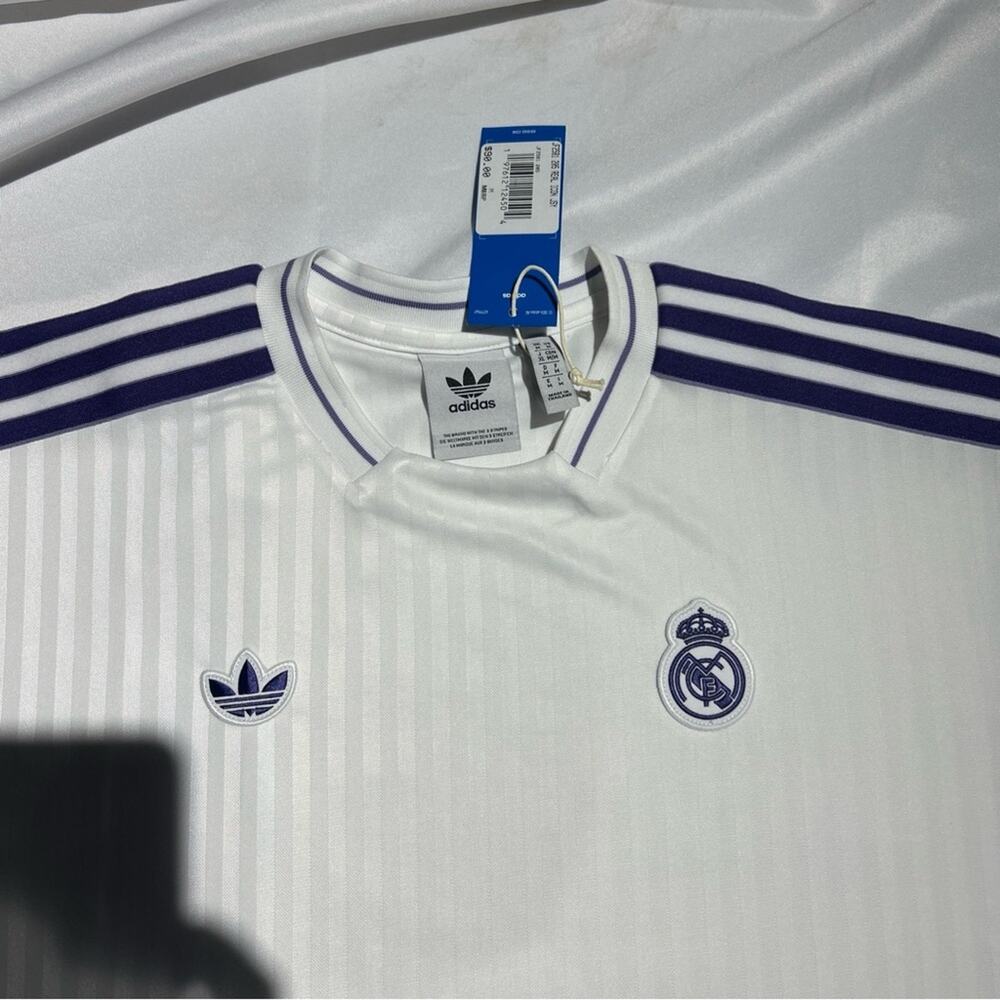 Adidas‎ Originals Real Madrid Icon Jersey White Purple Men’s Size M Authentic - Picture 2 of 7